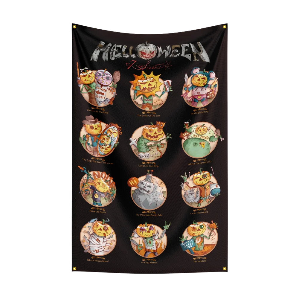 3x5 Ft HELLOWEENS Heavy Rock Band Flag Polyester Digital Printing Banner for Bedroom Wall Art Out Door Tapestry Decoration