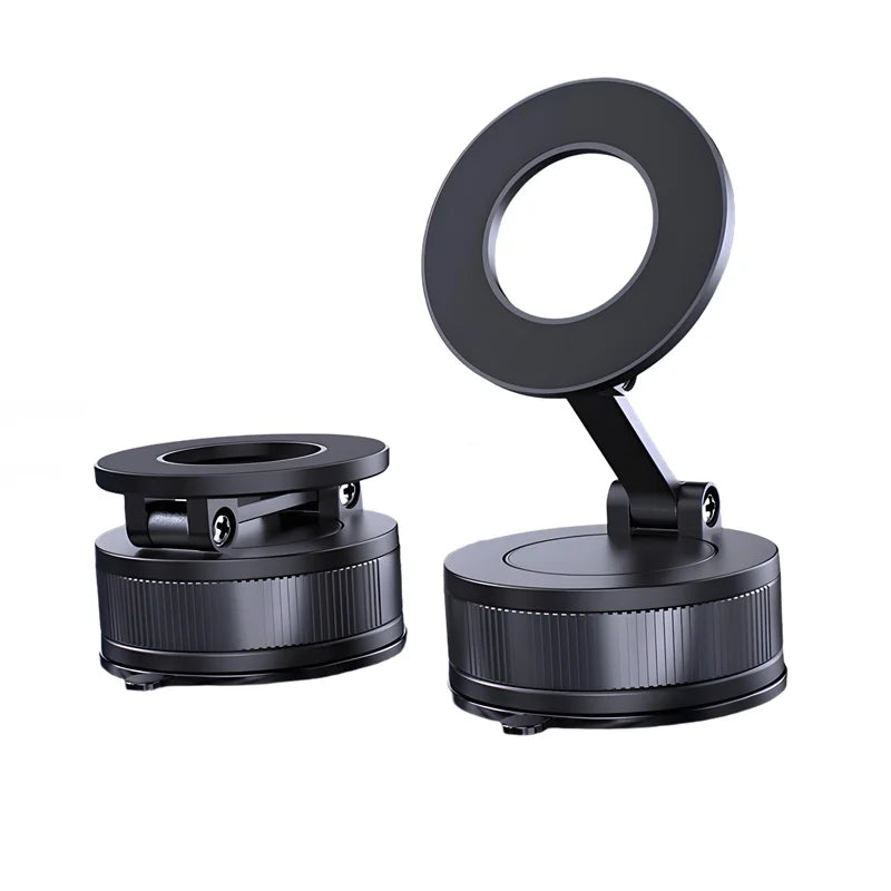 Foldable and Rotatable Metal Vacuum Suction Magnetic Car Holder Suitable for Kitchen Bath Gym Compatible with All Mobile Phones