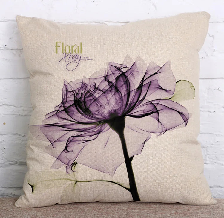 Colorful Flowers Printed Decorative Throw Pillow Floral Plant Cushion Cover Decoration Home Textile For Sofa Home
