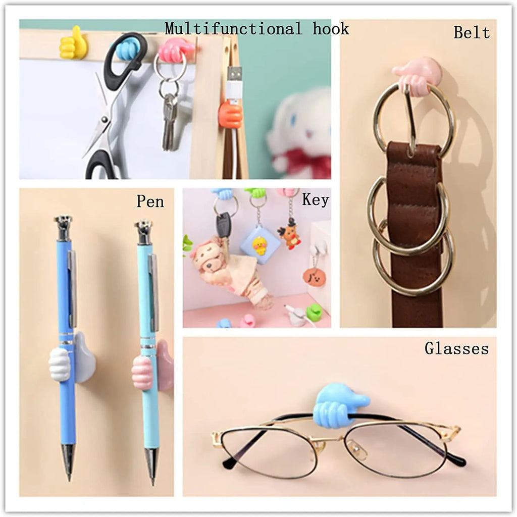 10PCS Thumb Wall Hook Cable Clip Wire Desk Organizer Brush Storage Wall Sticker Gadgets for Home/Office/Car USB Cable Organizer