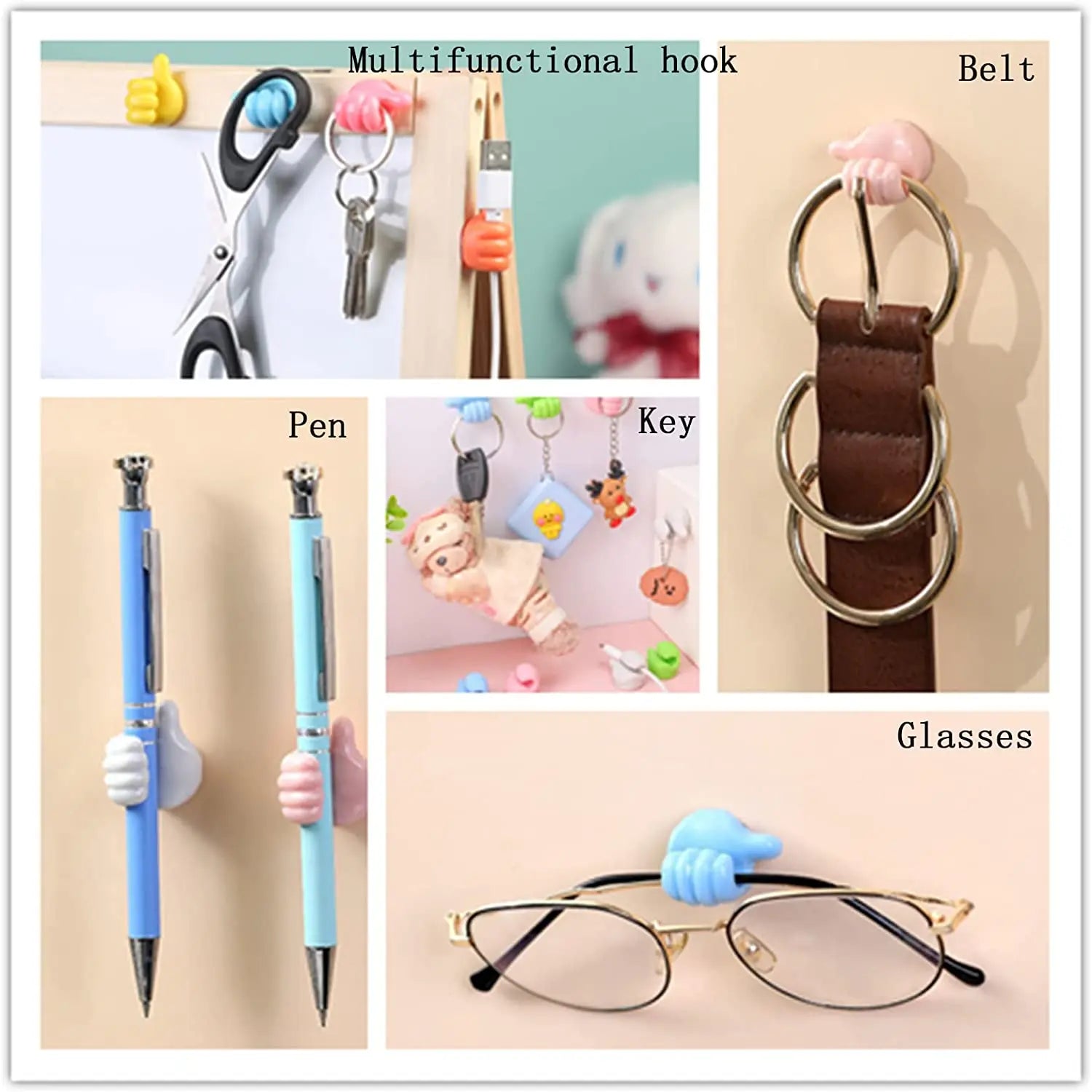10PCS Thumb Wall Hook Cable Clip Wire Desk Organizer Brush Storage Wall Sticker Gadgets for Home/Office/Car USB Cable Organizer