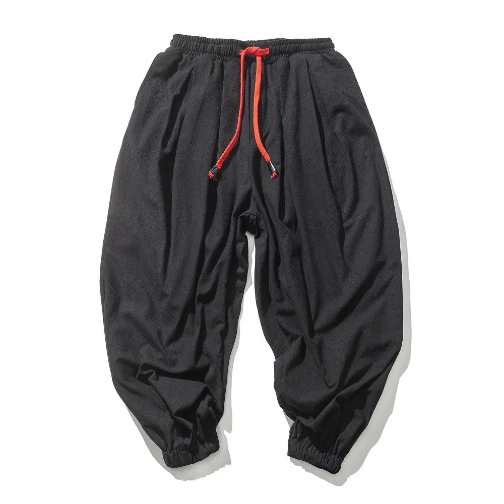 Men's Cotton Linen-like Wide Leg Pants Casual Loose Fit