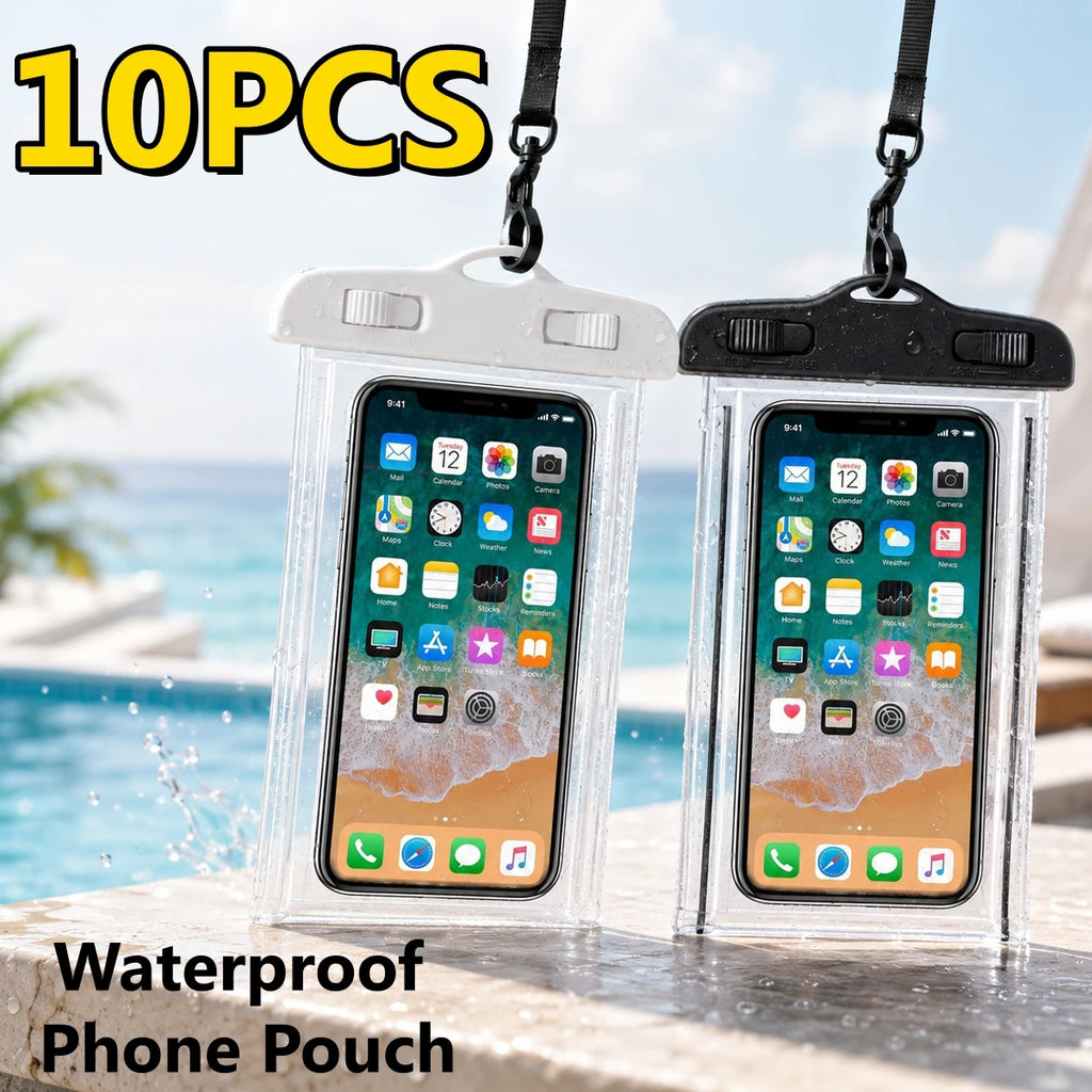 10/1PCS Transparent Waterproof Mobile Phone Pouch Neck Hanging Touchable
