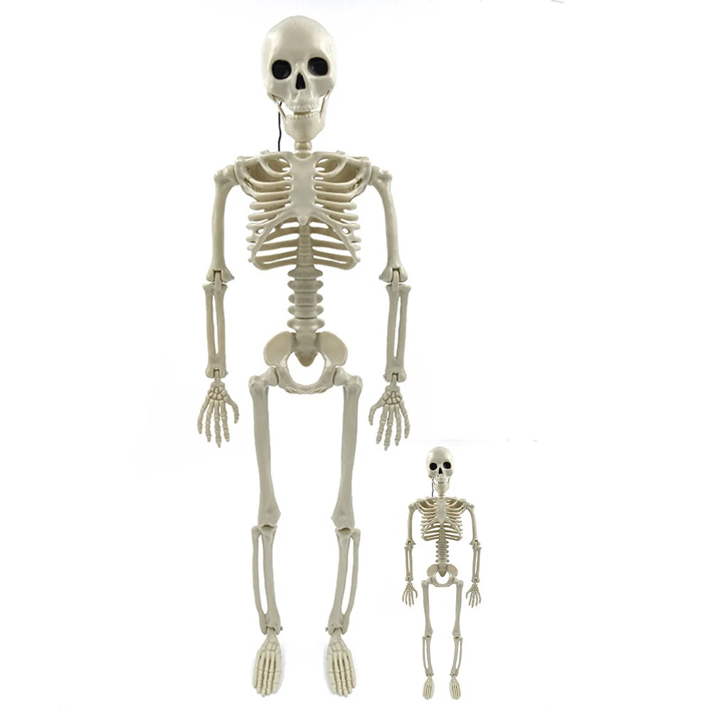 Halloween Horror Skeleton Statue Movable/Posable Joints Scary Skull Ornament Halloween Theme for Yard Garden Patio Haunted House