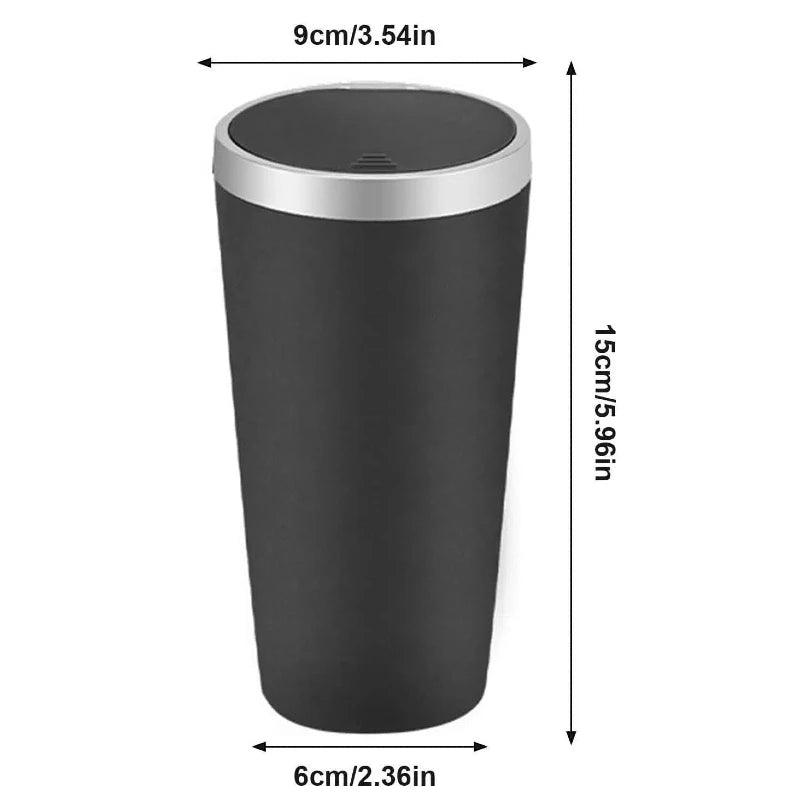 Mini Vehicle Trash Can with Lid, 800ml Portable Car Cup Holder, Portable Trash Can for Car, Kitchen, Office, Home, Black