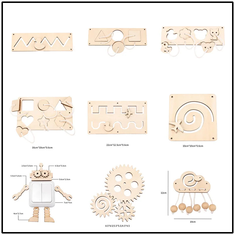 Early DIY Montessori Busy Board Wooden Toy Accessory Educational