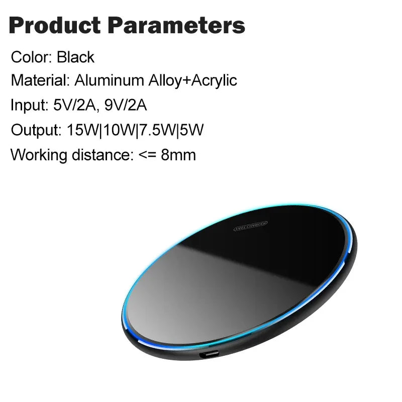 15W Fast Wireless Charger for Xiaomi 15 14 13 12 12S Pro Ultra/Xiaomi 14T Pro Wireless Charging Pad with Type-C Cable