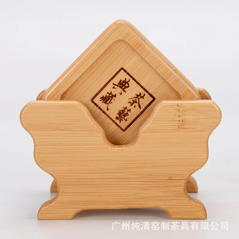 6PCS Round Shape Bamboo Coaster Cup Rest   for Glass Cups Tea Cup Coffe Mug Bottle Water Holder Natural Home Decor