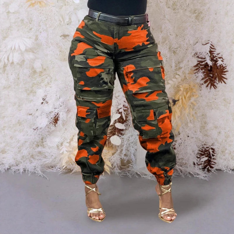 Cargo Pencil Pants Women Camouflage Pant Pockets Trousers Print