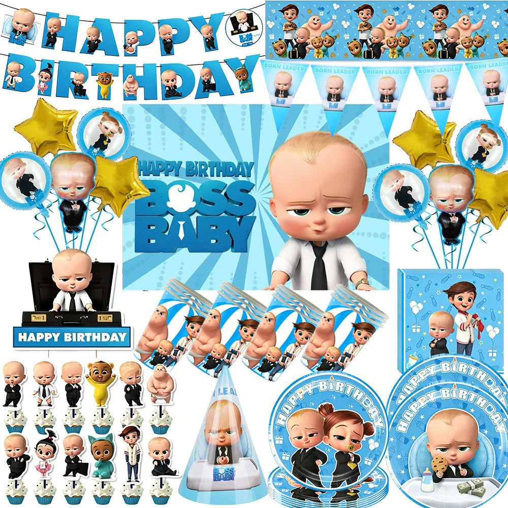 The Boss Baby Cartoon Birthday Party Decorations Backdrop Banner
