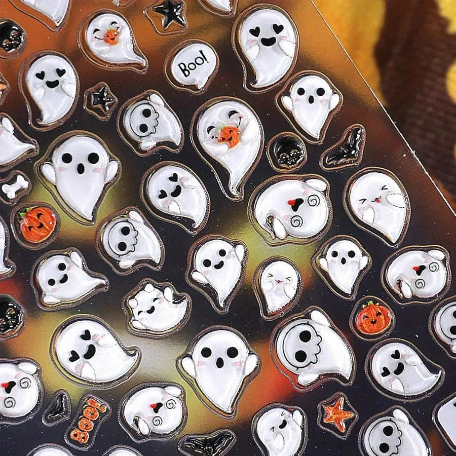 Halloween Spooky Nail Stickers Embossed Ghost Selfadhesive 5d Nail