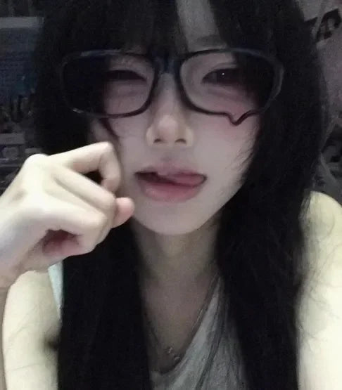 Y2K Anime Without lenses Glasses Dripping Tears Black Frame Unisex Retro Fashion Eyewear Cosplay Cute Accessories