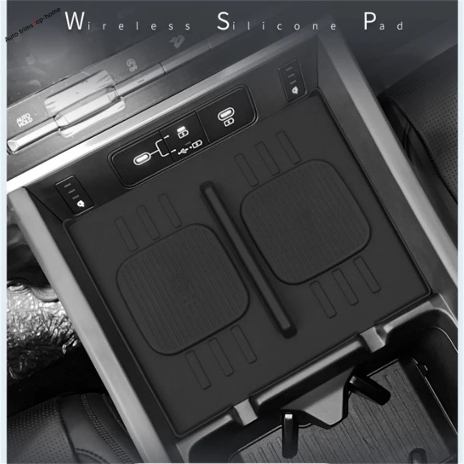 Silicone Center Console Wireless Charger Protection Pad upgrade Silica Gel Cover For Hyundai Santa Fe 2024 2025 Car Accessories