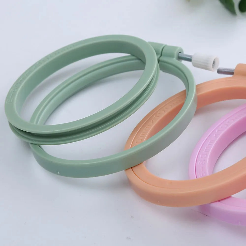 Oval/Square Plastic Embroidery Hoops Frame Color Embroidery Hoop Rings For Household DIY Cross Stitch Sewing Needlecraft Tools