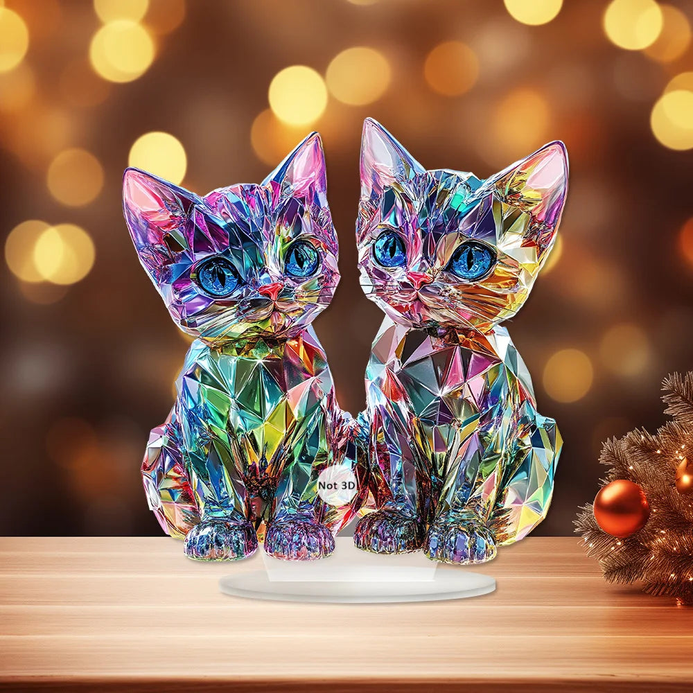 Artistic Crystal Cat Sculpture 1 Cute Home Desktop Decoration Ideal Gift for Family And Friends Suitable for Bedroom Decor