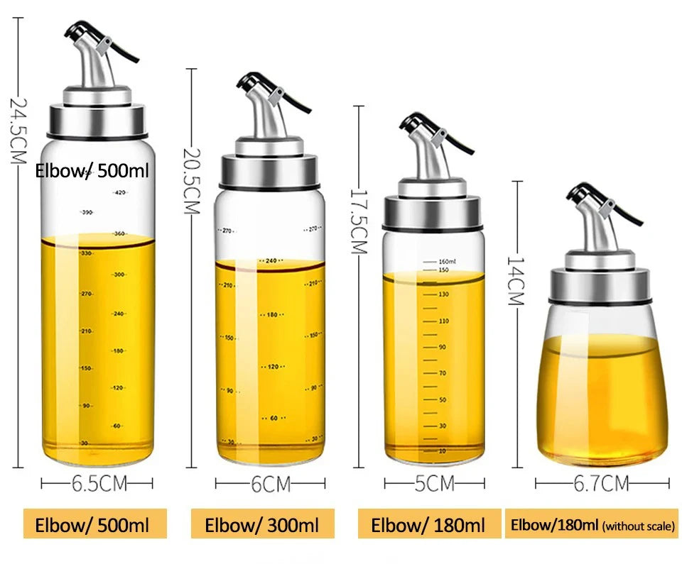 180/300/500ml Cooking Seasoning Oil Bottle Sauce Bottle Glass Storage Bottles for Oil and Vinegar Oil Dispenser For Kitchen