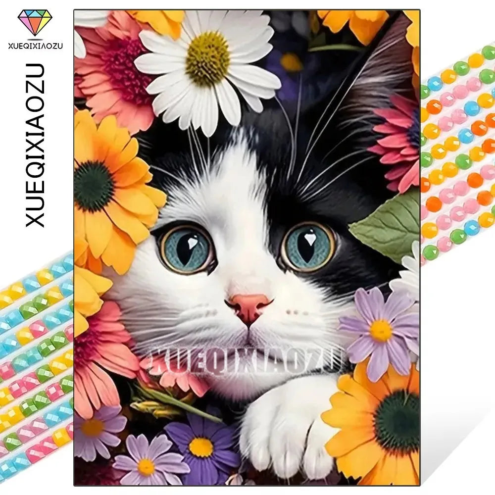 5D Diamond Mosaic Cat Animal New Product Full Square/Round Diamond Painting Sunflower Embroidery DIY Handmade Gift