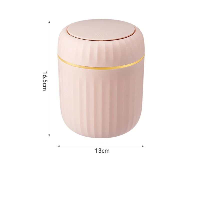 Mini Desktop Trash Can Press Type Covered Desktop Trash Can Bedroom Office Desk Desk Organizer Storage Bin Home Plastic TrashCan
