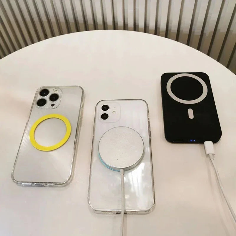 Colourful Silicone MagSafe Metal Ring Universal Sticker Support Wireless Charger Magnetic Patch Sheet for IPhone 12-17 Series