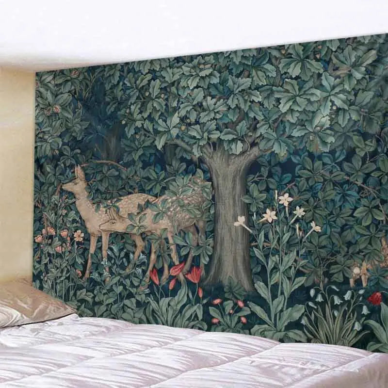 Psychedelic Animals Tapestry Wall Hanging Retro Tropical Plants Background Cloth Boho Hippie Kawaii Home Decor Yoga Mat Sheets