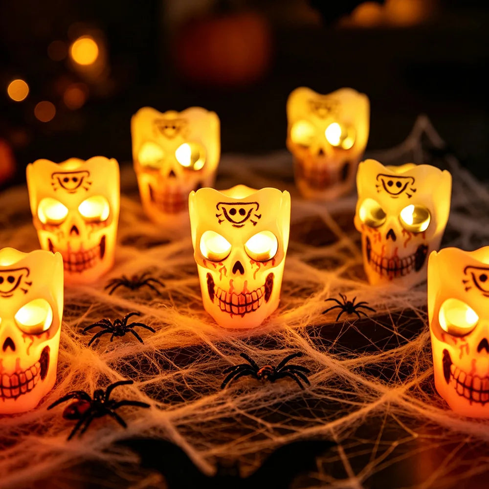 Halloween Decorations Fireplace Ghost Horror Skeleton LED Candle Light Mexican Day Ornaments Spooky Skull Halloween Gifts
