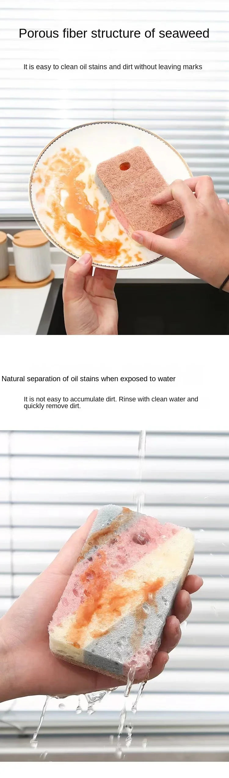 Natural Dish Scrubbing  Kitchen Cleaning Sponge Rub Wood Pulp Cotton Dishwashing Sponge Scouring Pad Kitchen Rag Dish Cloth