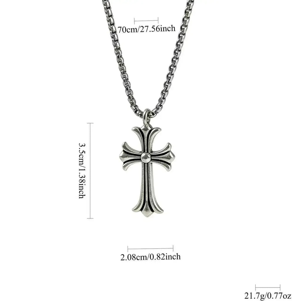 Vintage cross necklace, men's and women's personalized trend pendant titanium steel collarbone chain niche design jewelry