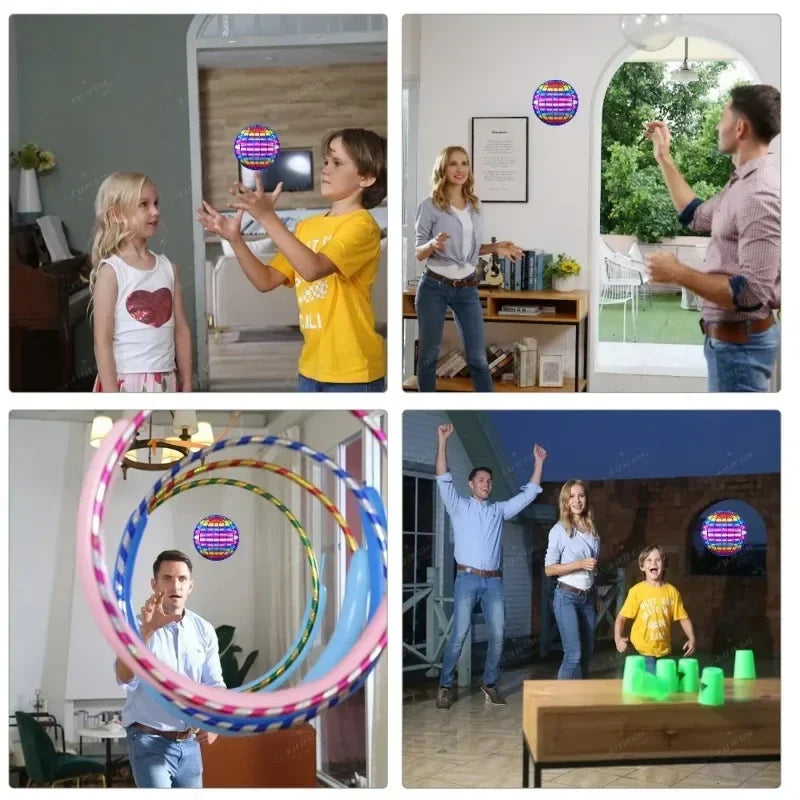 LED Light Up Flying Orb Boomerang Toys Magic Hover