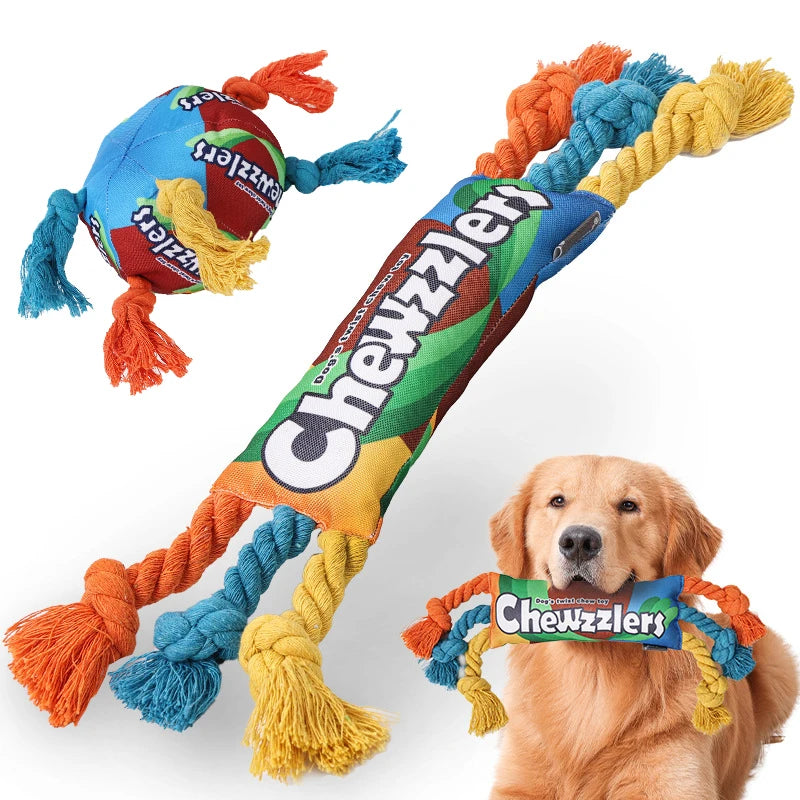 Pet Dog Rainbow Twist Candy Toy Dog Molar Teeth Resistant Bite Making Sound Pet Supplies candy for small, medium and large dogs