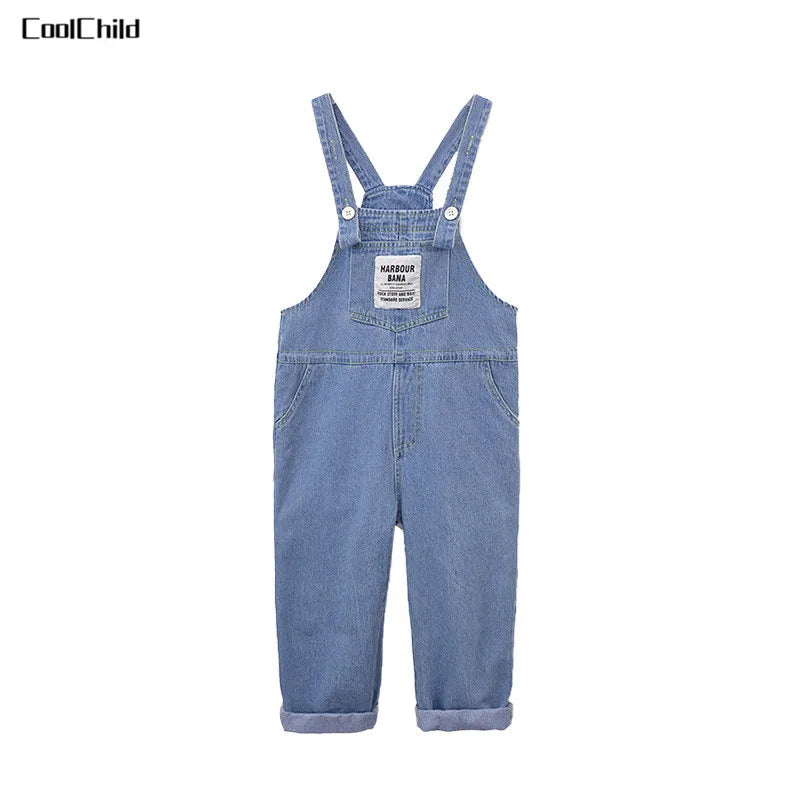 Boys Hip Hop Solid Sweatshirt Denim Loose Overalls Girls Crop Top Kids Dungaree Child Jumpsuit Street Dance Romper Streetwear