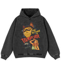 2025 Hip Hop Oversize Hoodie Sweatshirt Men Streetwear Retro Movie Vampurr Cat Graphic Harajuku Washed Black Hooded Pullover