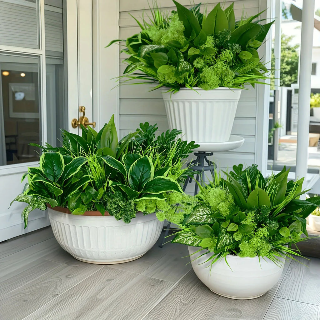 9pcs Outdoor Faux Plastic Greenery Leaf Plant for Garden Porch