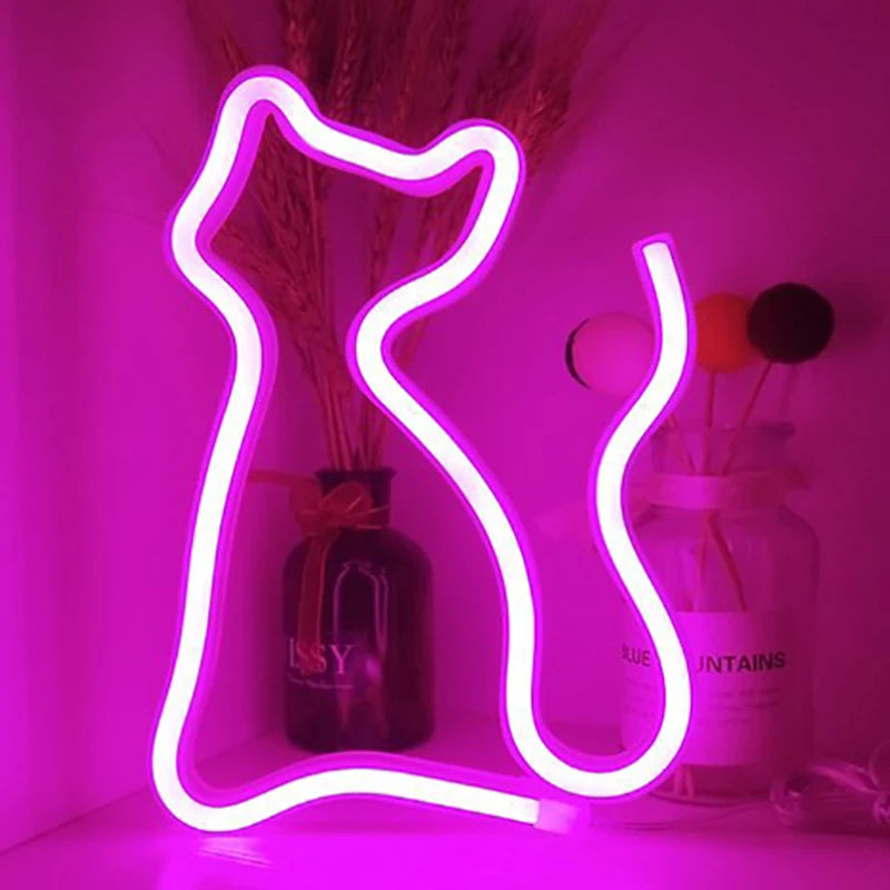 Cute Cat Wall LED Neon Sign Light For Party Gallery Pub Club Bar Pet Shop door Decoration Gifts