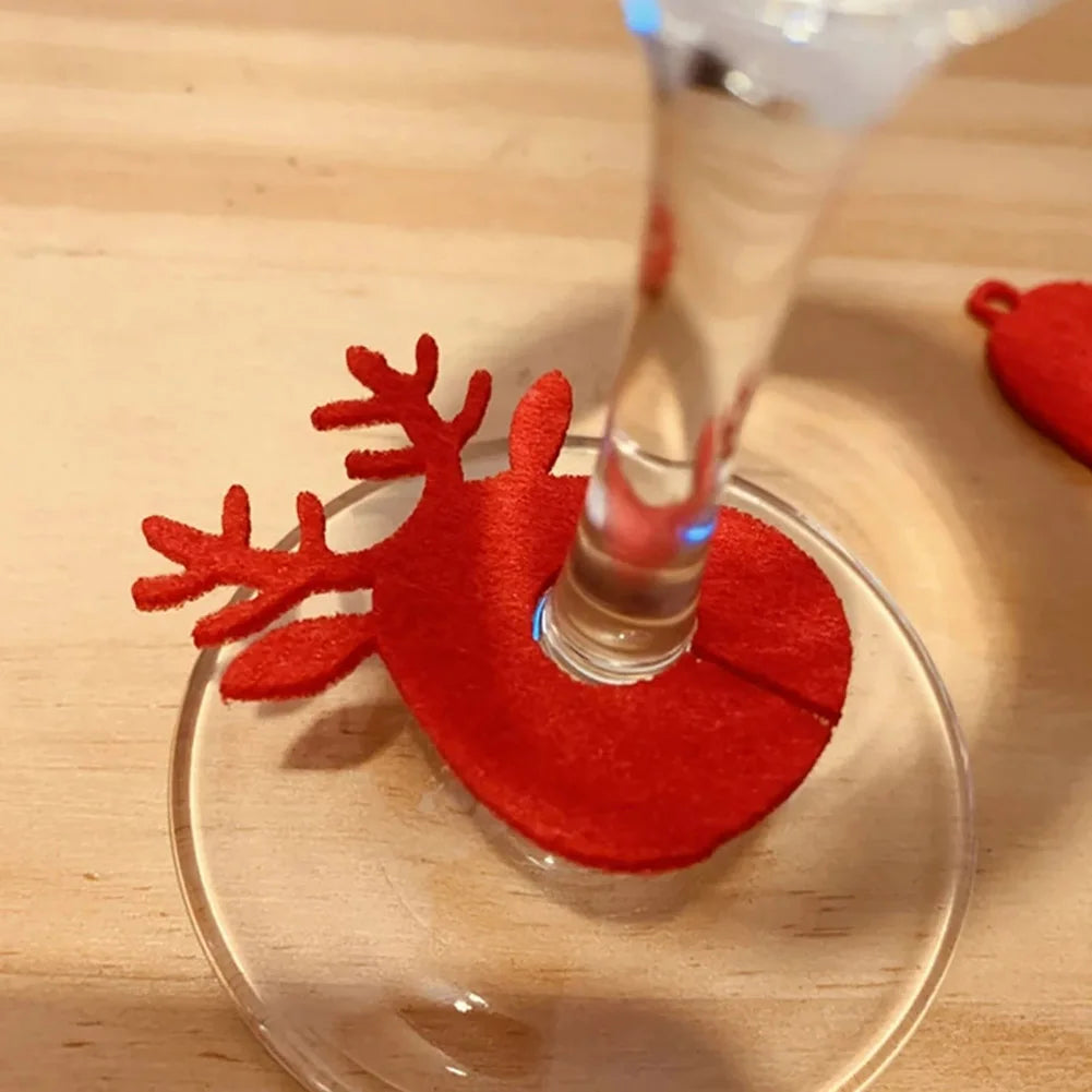 10pcs Christmas Cup Decoration Card Ring Home Decoration Felt Christmas Decoration New Year Party Supplies New Year Navidad