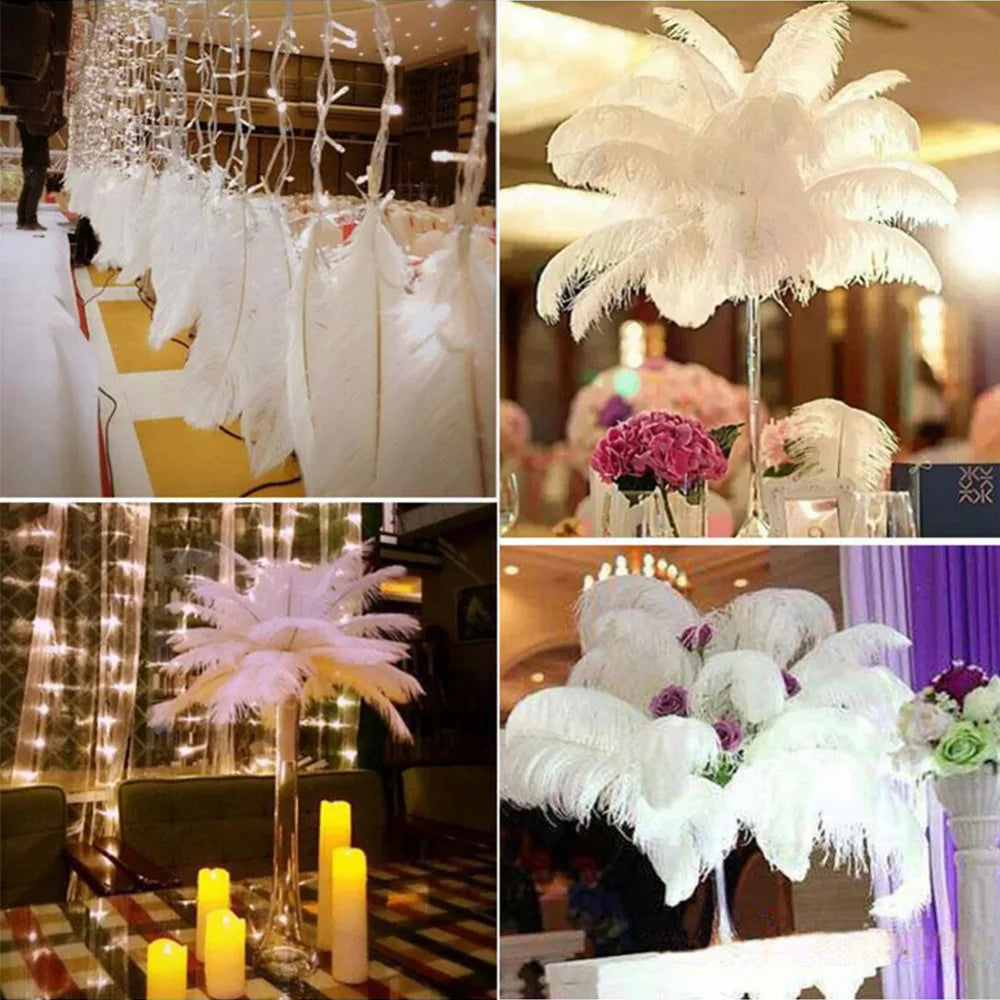 10PCS/Lot White Ostrich Feathers Plume for Wedding Table Centerpieces Carnival Prime Decor  45-50CM 55-60CM Ostrich Plumas Large