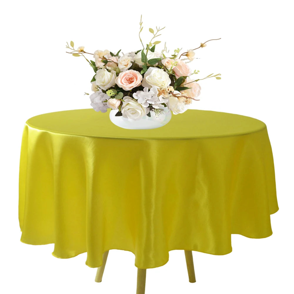 Round 108" Satin Tablecloth For Wedding Christmas Baby Shower Birthday Party Decoration Restaurant Coffee/Dining Table Cover