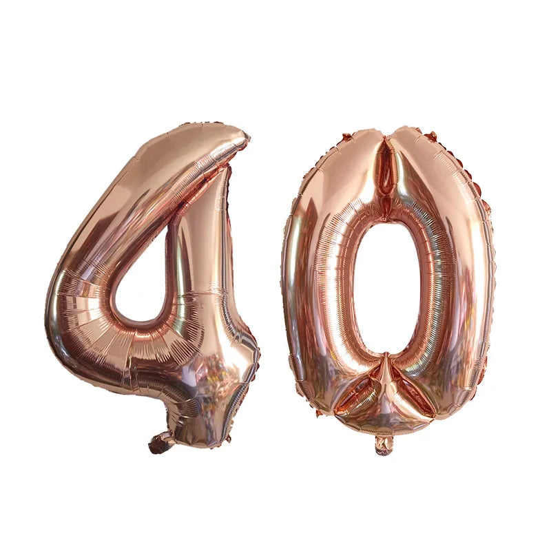 2pcs 32inch Rose Gold Balloon Number Banner 18 25 30 40 50 60 Birthday Party Decoration Kids Adult Anniversary Digit Foil Ballon