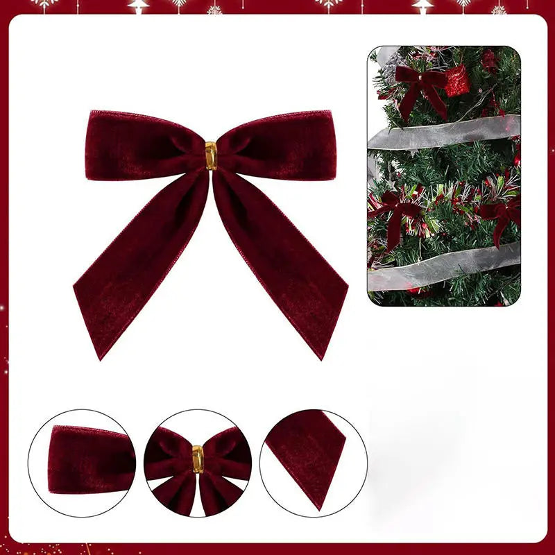 10/20Pcs Velvet Bows For Christmas Tree Decor Wreath Garland Velvet Bow With Twist Tie Christmas Velvet Bows Christmas Holiday