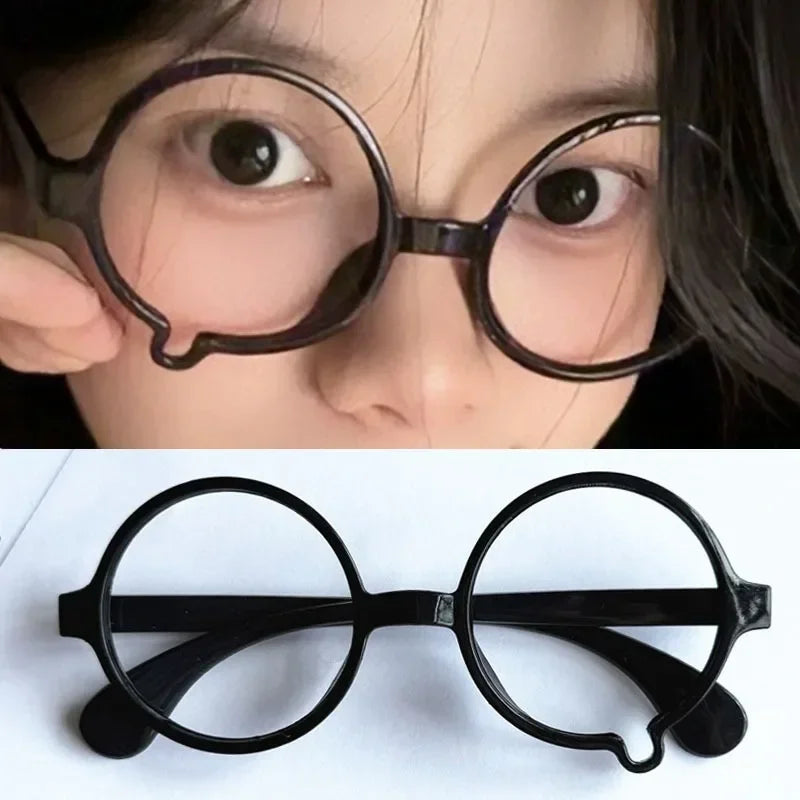 Y2K Anime Without lenses Glasses Dripping Tears Black Frame Unisex Retro Fashion Eyewear Cosplay Cute Accessories