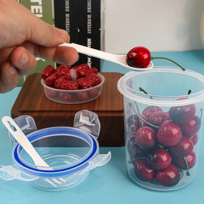 Breakfast Fruit Oat Yogurt Salad Cup With Lid And Spoon Fork Two-layers Food Storage Bento Box Fitness Fat-Reduced Taper Bowl