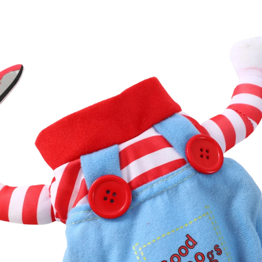 Halloween Funny Dog Costume Chucky Horror Cosplay Sweatshirt Set Comical Pet Party Outfits Jumpsuit Dress Comical Sweatshirt Set