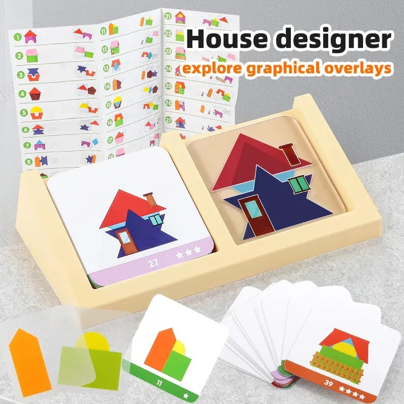House Designer Toy Puzzle for Kids, Enhances Spatial Thinking and Logical Imagination, Educational Board Game