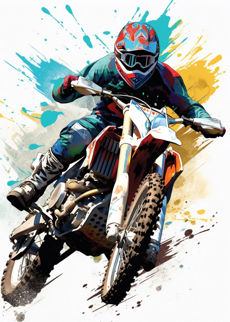 Watercolour Dirt Bike Motocross Canvas Painting Posters Prints  Motorcycle Motorbike Wall Picture for Room Home Decor Cuadros