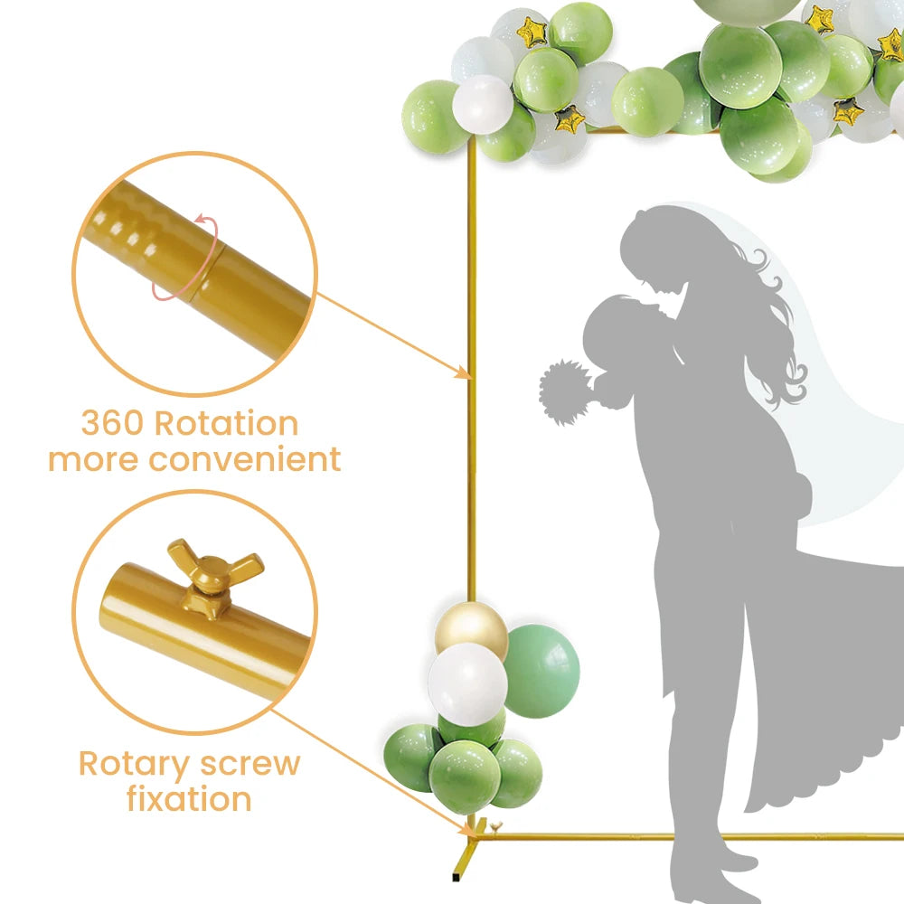6.6FT/4.9FT Gold Wedding Arch Stand Square Balloon Arch Metal Backdrop Frame Birthday Party Ceremony Baby Shower Decor Holder