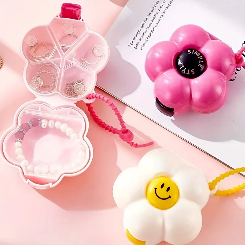 Portable Mini Storage Box with Floral Design with Compartments and Excellent Sealing Performance Travel Multipurpose Jewelry Box