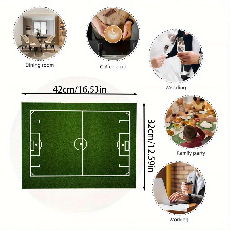 Football Field Print Table Mats, Set