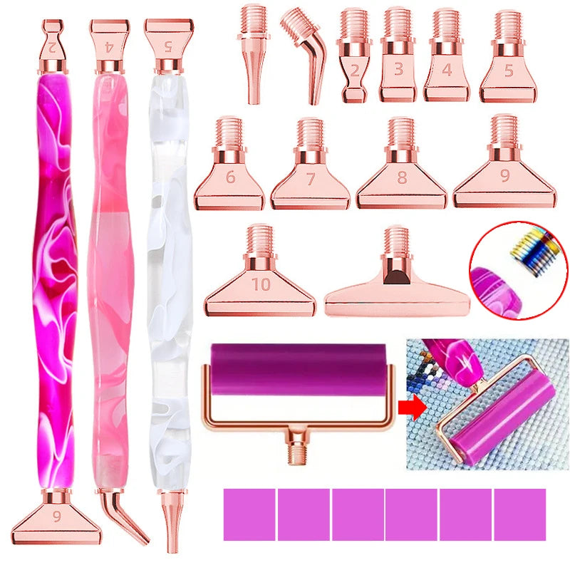 HOMFUN 22 Piece Diamond Painting Art Pen Kit: Ergonomic Comfort Grip, Precision Steel Tips Roller & Clay in Gift Box, Ideal DIY