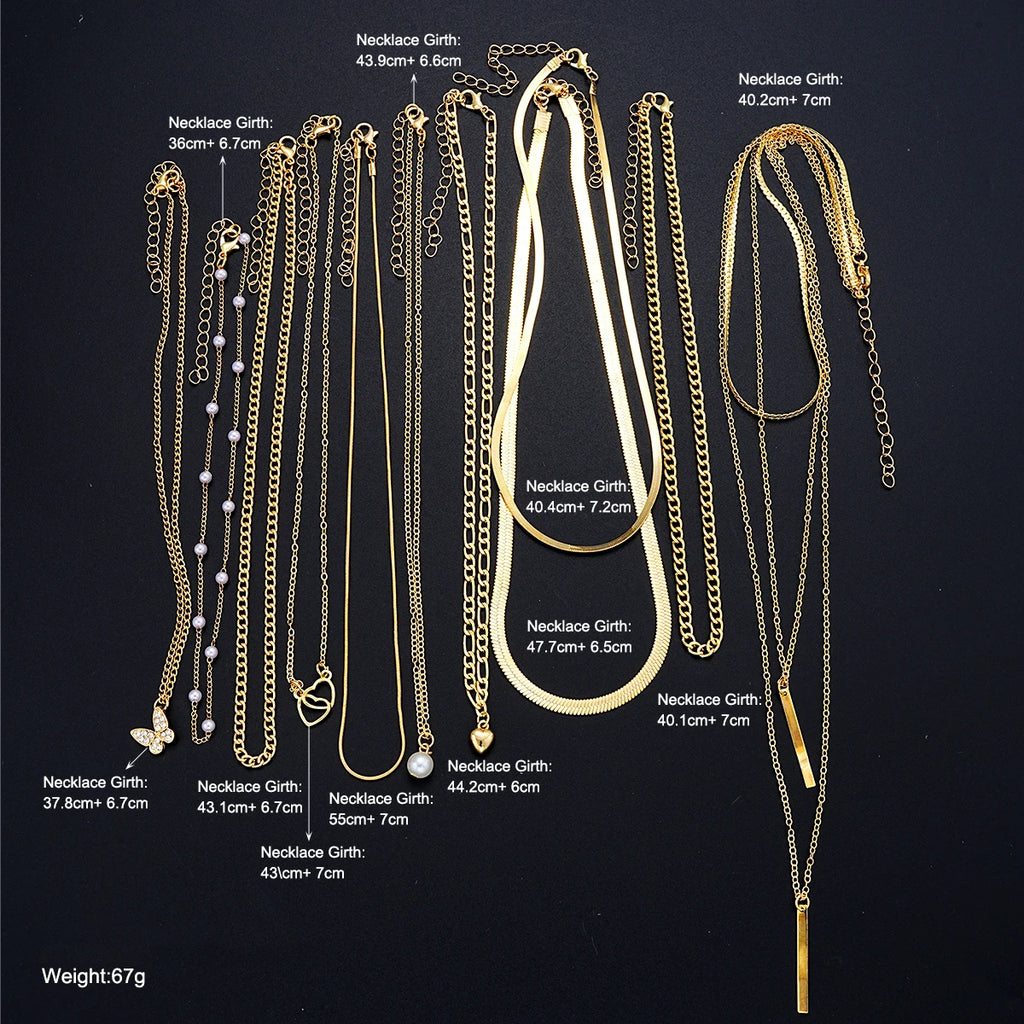 Simple Pearl Choker Necklaces Set for Women Fashion Layered