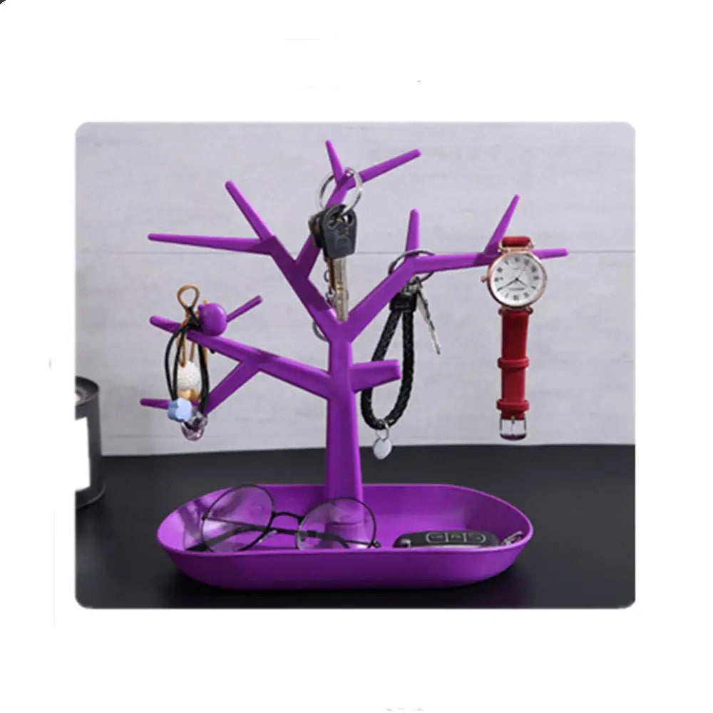 Creative Key Storage Rack ABS Plastic Bird Tree Key Holder Jewelry Rack Living Room Creative Ornaments Desk Organizer