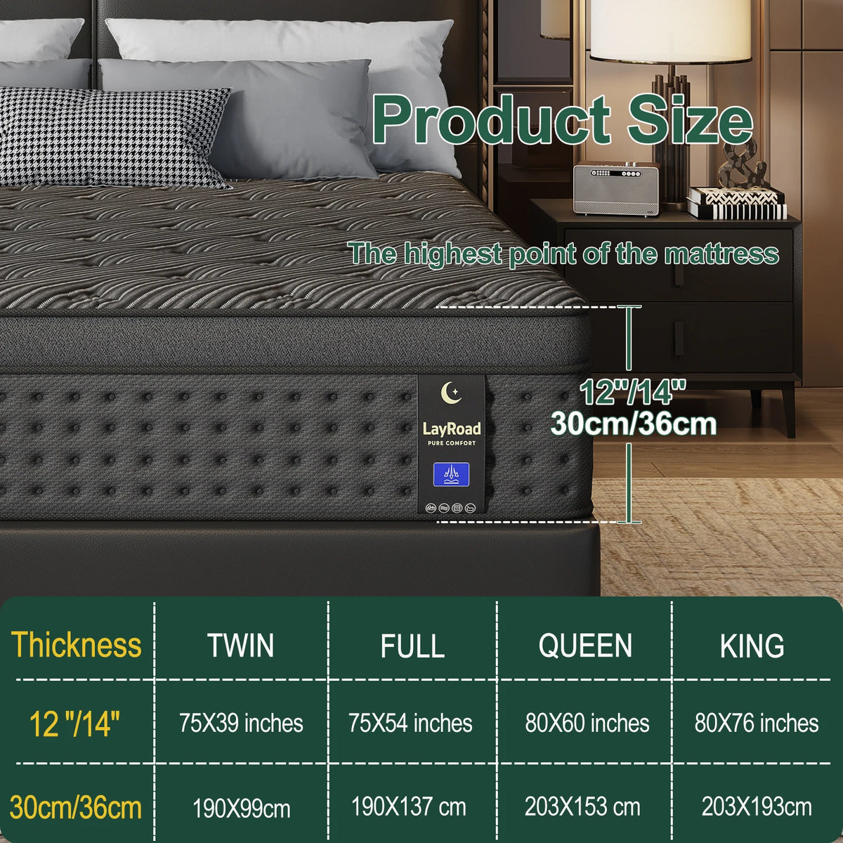 12/14-Inch Black Queen Mattress